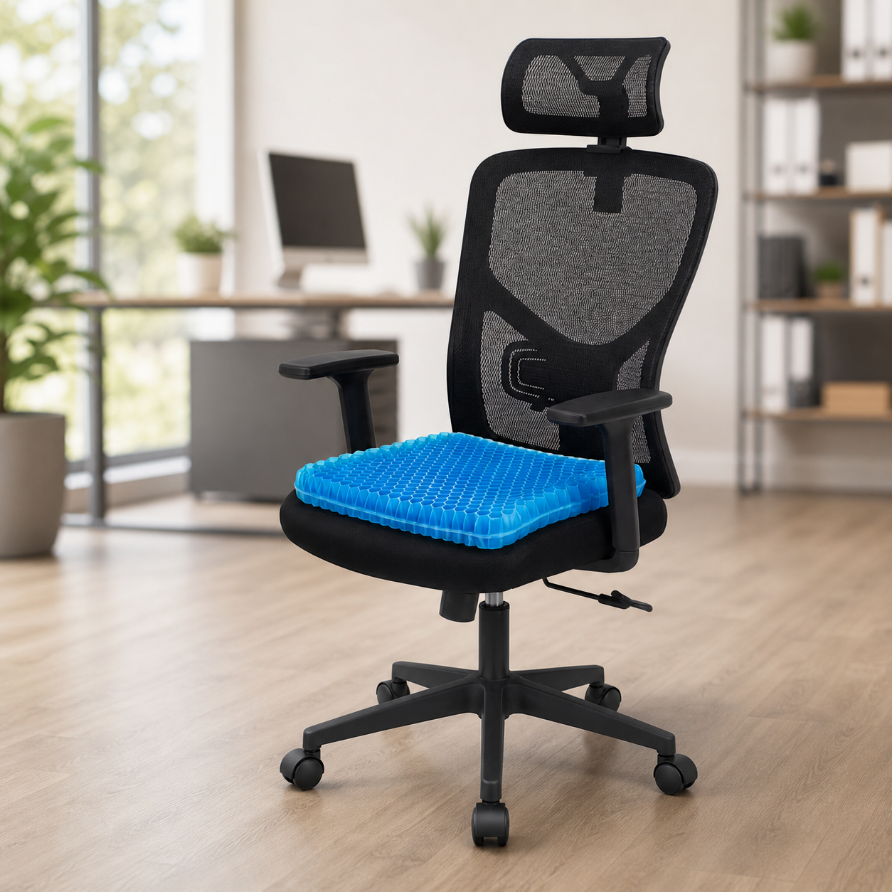 GelRest cushion sitting on black office chair